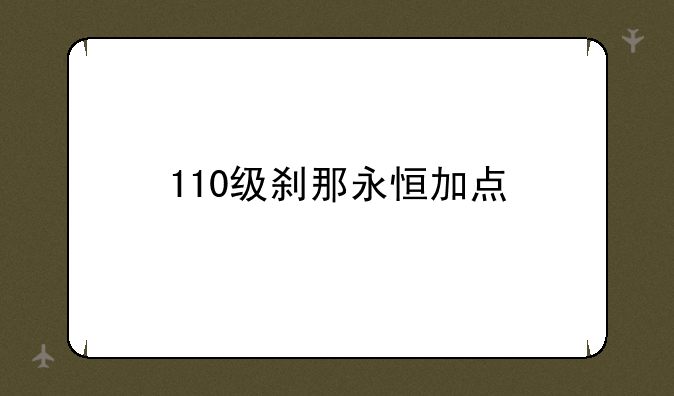 110级刹那永恒加点