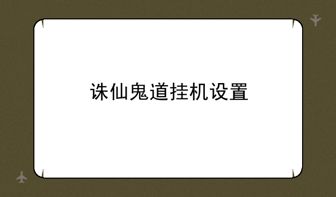 诛仙鬼道挂机设置