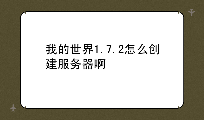 我的世界1.7.2怎么创建服务器啊