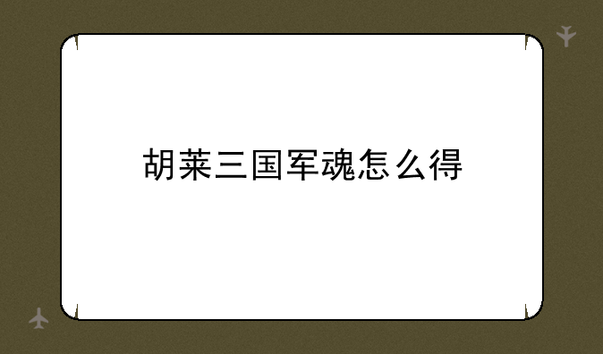 胡莱三国军魂怎么得