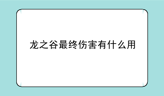 龙之谷最终伤害有什么用
