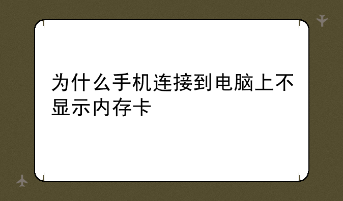 为什么手机连接到电脑上不显示内存卡