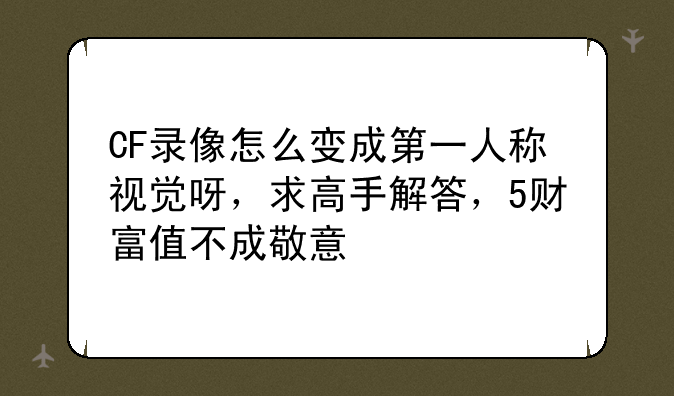 CF录像怎么变成第一人称视觉呀，求高手解答，5财富值不成敬意